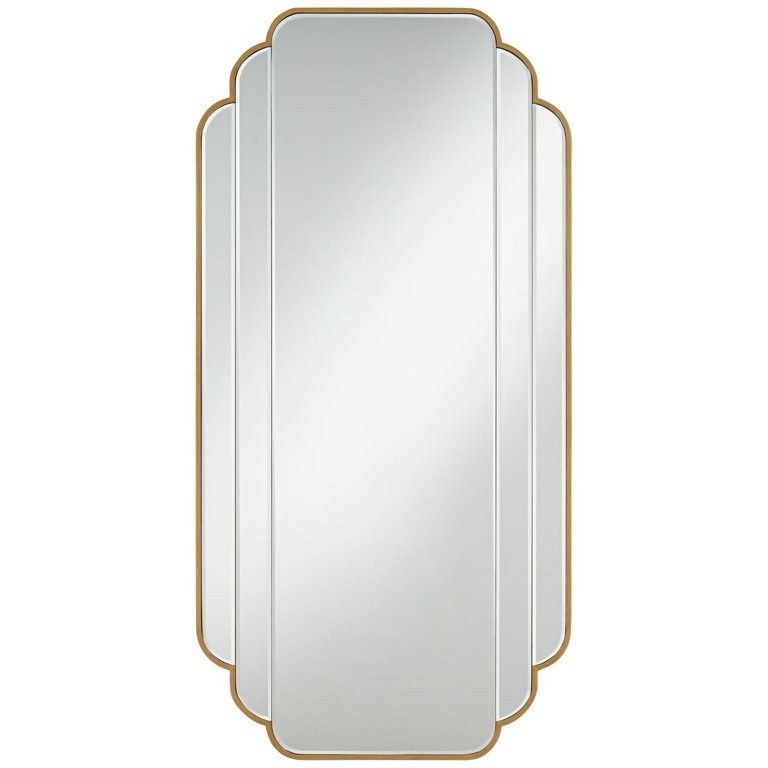 Noble Park Symphony Rectangular Vanity Accent Wall Mirror Modern Beveled Scalloped Edge Matte Bru... | Walmart (US)