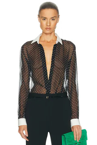 Polka Dot Silk Chiffon Shirt | FWRD 