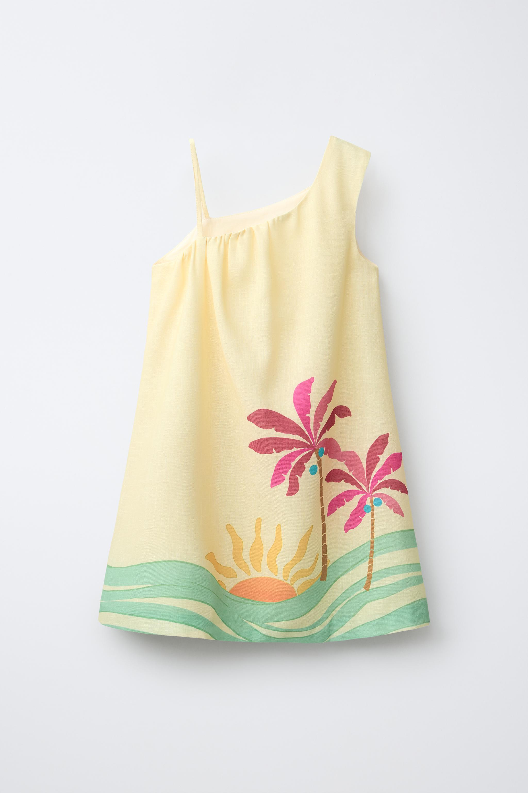 ASYMMETRIC PALM TREE DRESS WITH COTTON AND LINEN | Zara UK