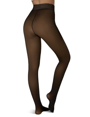 Tournesol Women's Fleece Lined Tights Warm Pantyhose Fake Translucent Tights Thermal Sheer Thick Leggings for Winter Honey | Amazon (US)
