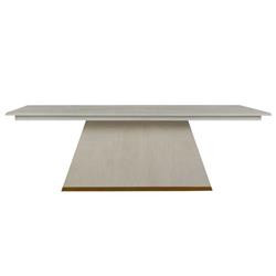 Ferris Modern White Mahogany Wood Gold Band Base Dining Table - 92"W | Kathy Kuo Home