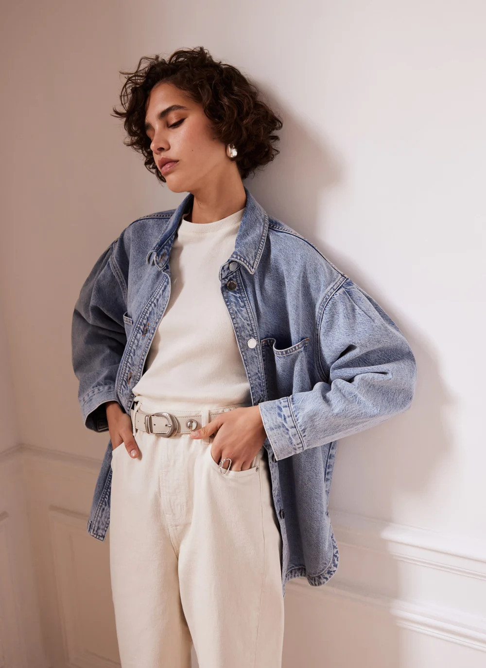 Khaki Cotton Casual Shacket | Mint Velvet