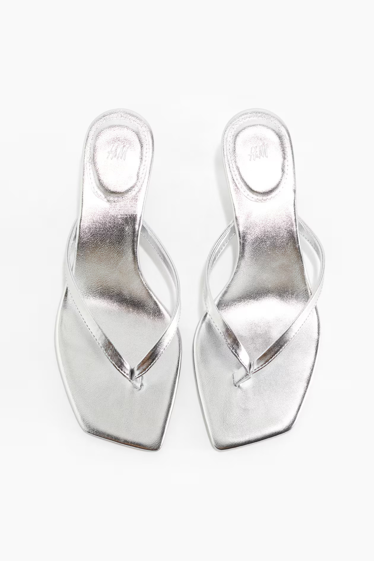 Kitten-heeled sandals - Silver-coloured - Ladies | H&M GB | H&M (UK, MY, IN, SG, PH, TW, HK)