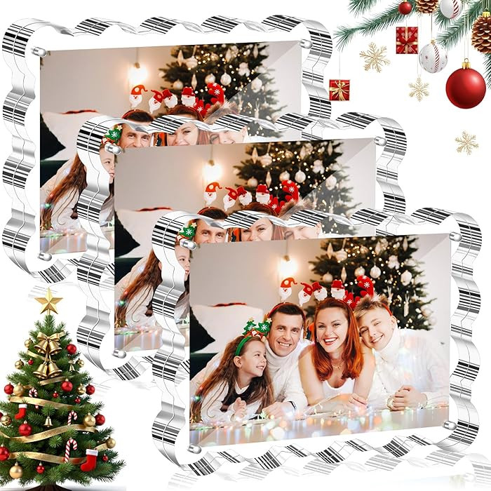 Aheroi 4x6 Acrylic Picture Frames, 3 Pack Clear Scalloped Acrylic Photo Frame Freestanding Magnet... | Amazon (US)