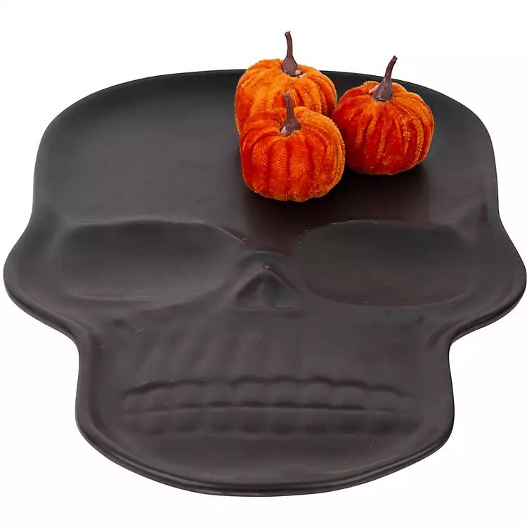 New! Matte Black Skull Ceramic Serving Platter | Kirkland's Home