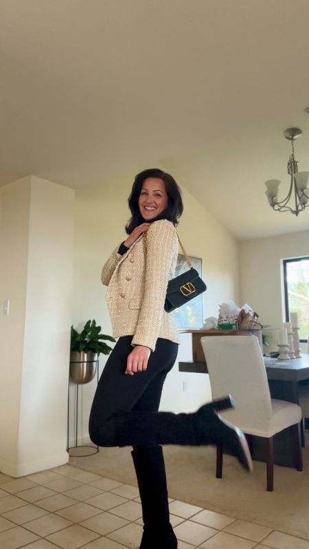 This is my favorite type of all-season outfit for chilly weather days in Carmel, California. When the weather (Spring or Fall) is cold, overcast, and mid-60 temps, my go-to look to stay warm and stylish is this: a warm chic blazer, long sleeve fitted tee, comfy boots, and a stylish bag. 

#LTKStyleTip #LTKItBag #LTKVideo