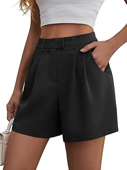 Feiersi Womens Shorts Casual Elastic Waist Wide Leg Bermuda Shorts Summer Dressy Work Trouser Sho... | Amazon (CA)