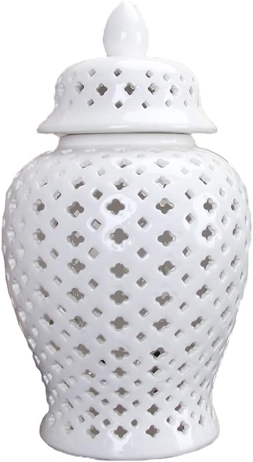 Pierced Ceramic Ginger Jar with Lid,Modern Decorative Vases for Home Decor 11” | Amazon (US)