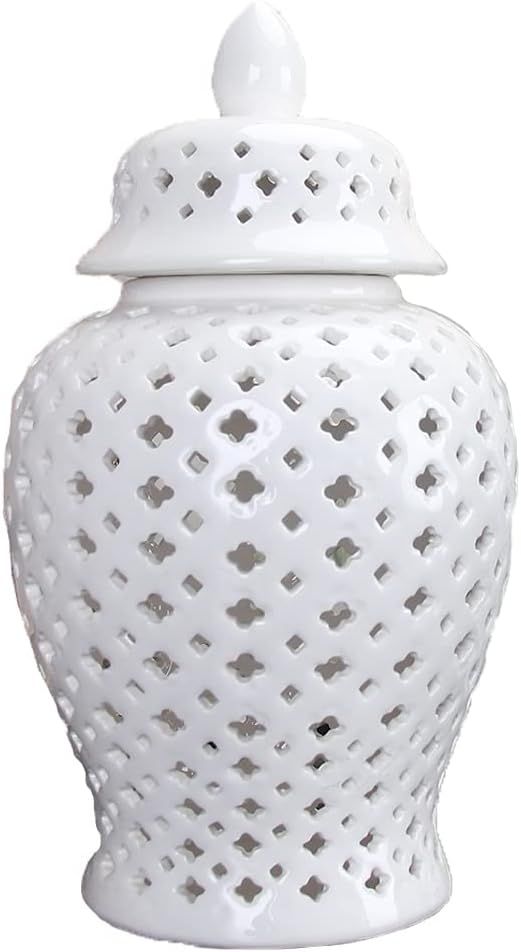 Pierced Ceramic Ginger Jar with Lid,Modern Decorative Vases for Home Decor 11” | Amazon (US)