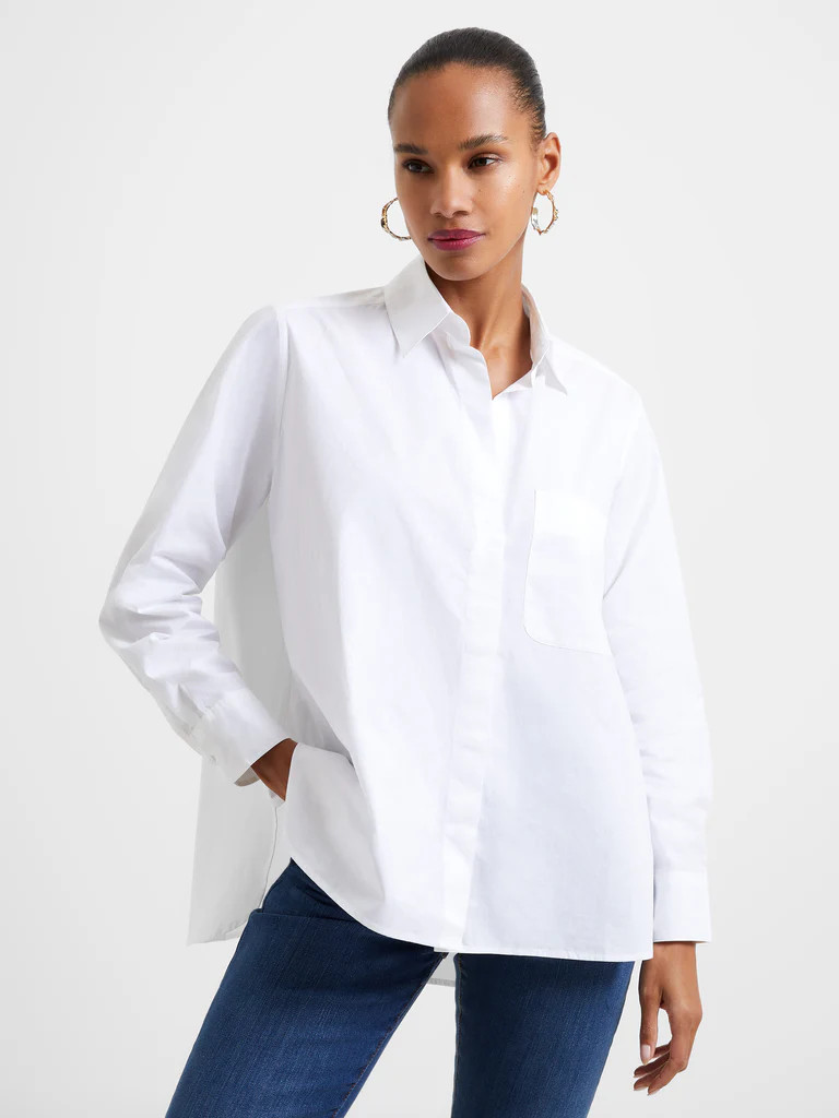 Rhodes Sustainable Poplin Boyfriend Shirt | French Connection (US)