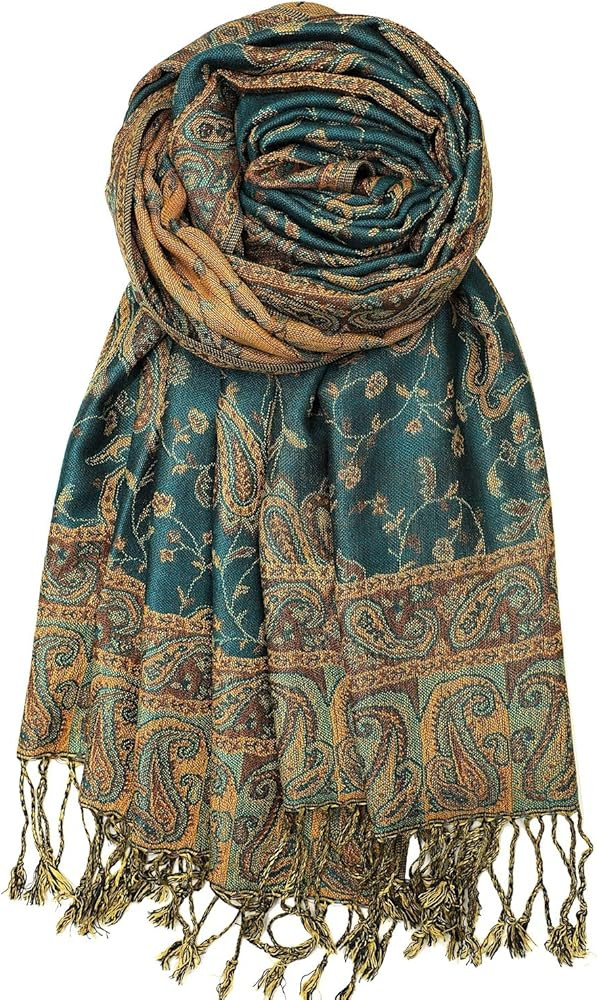Achillea Reversible Paisley Pashmina Rave Scarf – Exotic Indian Shawls and Wraps for Evening Dr... | Amazon (US)