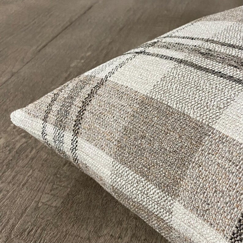 Taupe, Cream, Gray Plaid Check Throw Pillow Cover, USA Made, Cover Only - Etsy | Etsy (US)