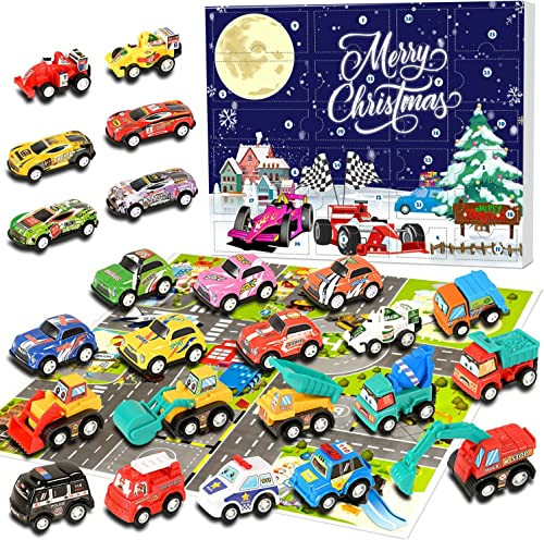MOVINPE Cars Advent Calendar for Kids Boys 2023 Christmas,24 Mini Pull Back Vehicles， 3-12 Year... | Amazon (CA)