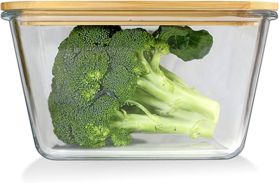 Urban Green Glass Container with Wood Lid, Glass food storage Container with Lids, Glass Meal Pre... | Amazon (US)