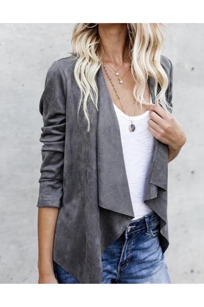 Sadie Suede Jacket in gray | Indigo Closet 