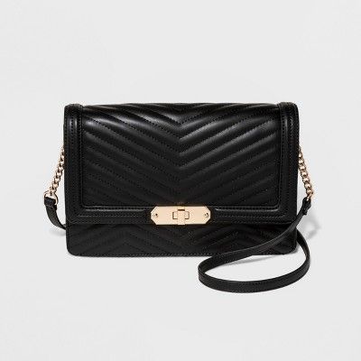 Quilted Flap Lock Crossbody Bag - A New Day™ Black | Target
