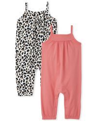 Baby Girls Sleeveless Leopard Print Knit Jumpsuit 2-Pack | The Children's Place  - MULTI CLR | The Children's Place