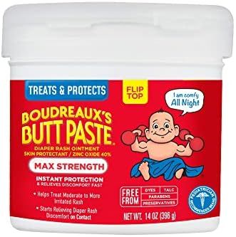 Boudreaux's Butt Paste Maximum Strength Diaper Rash Cream, Ointment for Baby, 14 oz Flip-Top Jar | Amazon (US)