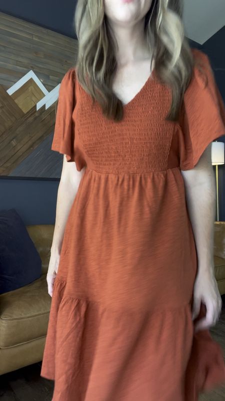 Cute comfy dress from Walmart’s fall collection. 

Walmart fashion, autumn, fall style, ootd, outfit idea, burnt orange, smocked, 

#LTKunder100 #LTKunder50 #LTKstyletip