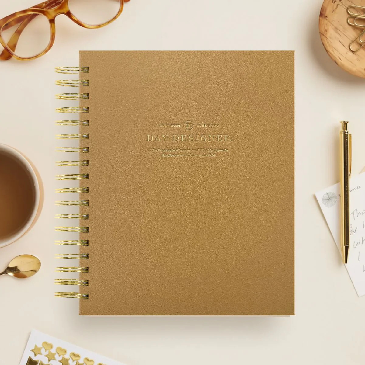 2026-27 Weekly Planner: Caramel Latte Pebble Texture | Day Designer