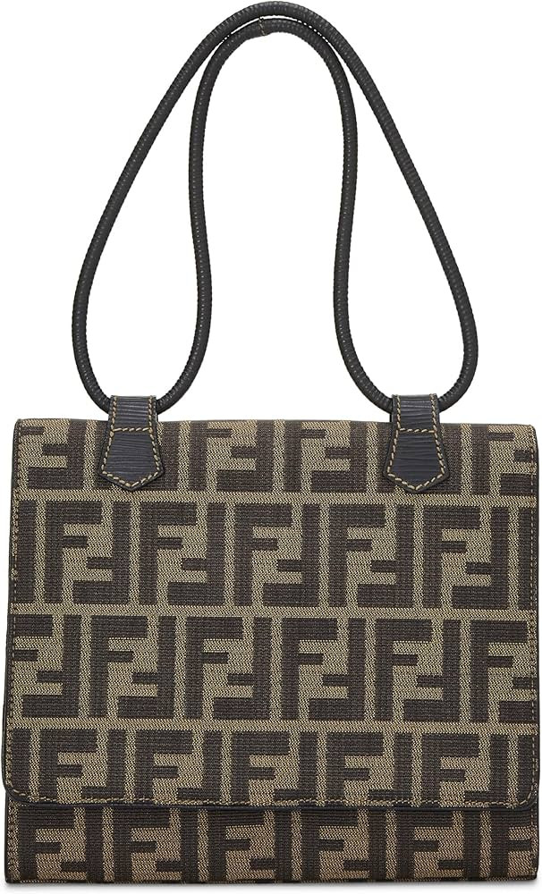 Amazon.com: Fendi, Pre-Loved Brown Zucca Canvas Shoulder Bag, Black : Luxury Stores | Amazon (US)