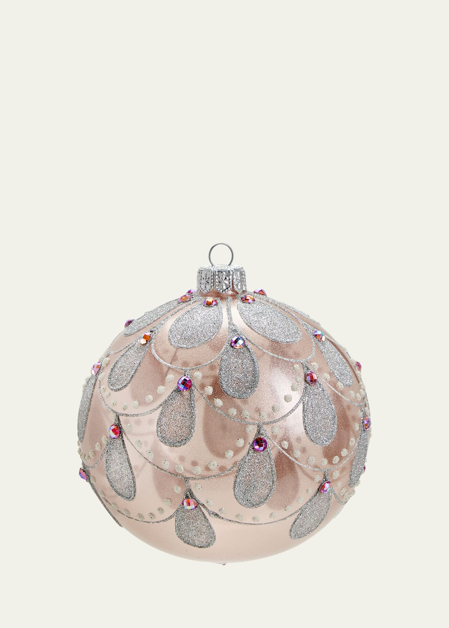 Dagmara Transparent Pink Silver Flounce Ball Christmas Ornament | Bergdorf Goodman