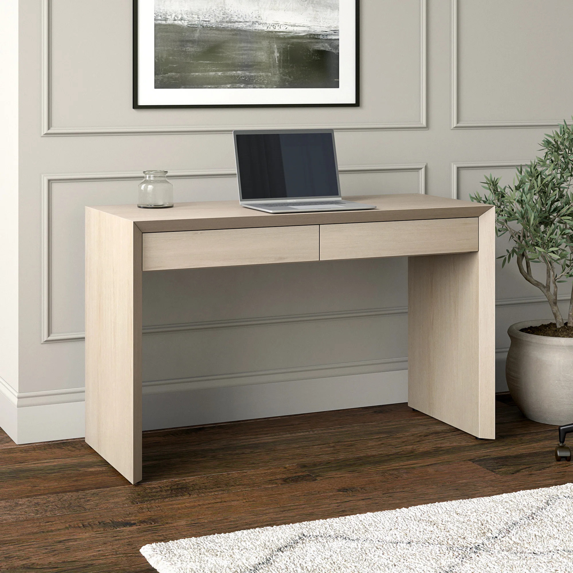 Harlan 48" Wide Rectangular Desk in Alder White | Wayfair North America