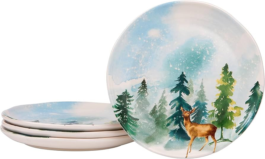 Bico Enchanted Deer Dreamscape Salad Plates, 8.75 inch, Set of 4, for Salad, Appetizer, Microwave... | Amazon (US)