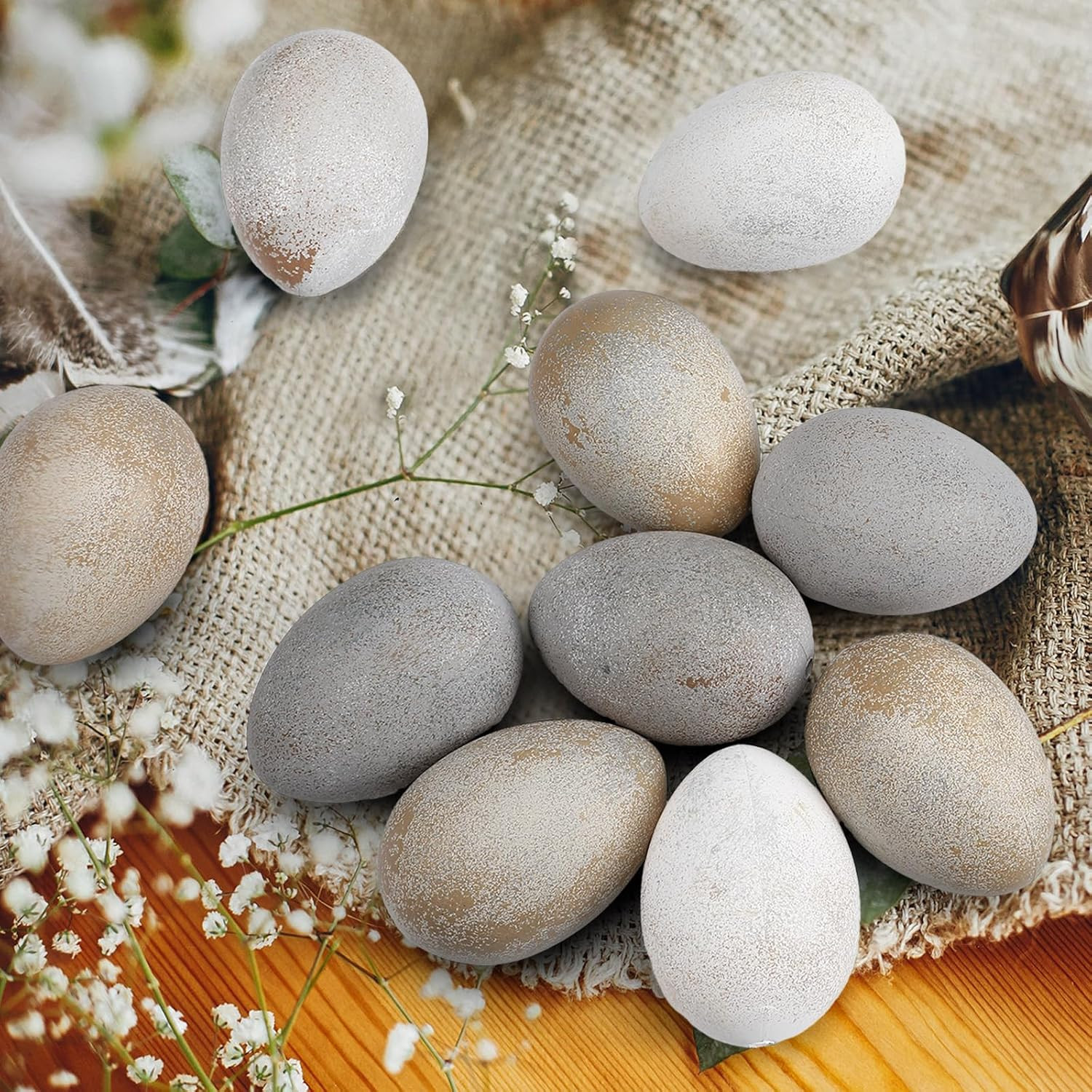 Gejoy 24 Pcs Easter Speckled Vintage Eggs Neutral Textured Plastic Eggs Pastel Fake Easter Decora... | Amazon (US)