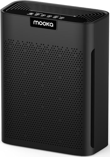 Air Purifiers for Home Large Room 2200 Ft² with Washable Filters, MOOKA H13 HEPA Air Purifier for Home Pets Bedroom with Fragrance, Air Cleaner for Smoke Dust Pollen Pets Hair Odor, KJ190 Black | Amazon (US)