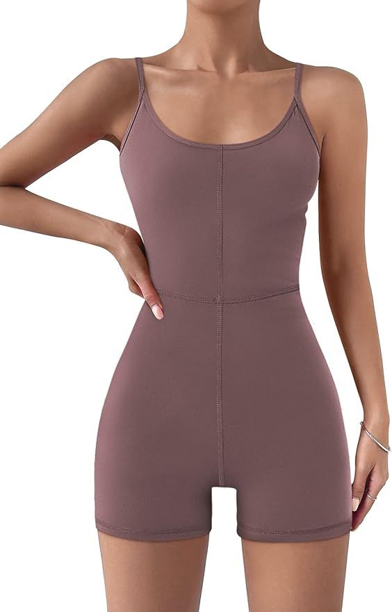 AUTOMET Womens Sexy Unitard Bodysuit Workout Rompers One Piece Summer Outfits Shorts Jumpsuits Gy... | Amazon (US)