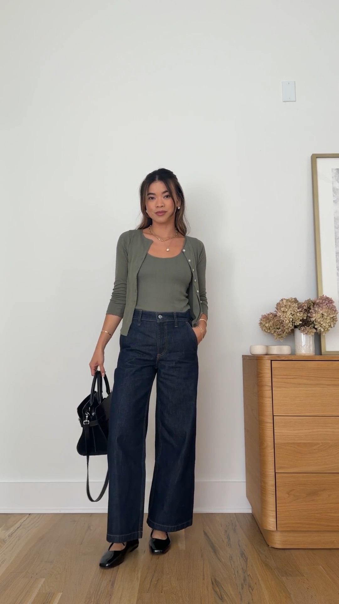 I love this matching tank and cardigan from @abercrombie! 
Use my Abercrombie stackable discount code AFCHLOE for an additional 15% off. Be sure to shop the Abercrombie denim sale 25-50% off all jeans & 20% off almost everything else now until Aug 10th!

Sizing info:
-Abercrombie High Rise Wide Leg Jean (Size 23 Extra Short in Rinse Trouser Pocket)
-Abercrombie Bra-Free 3/4 Sleeve Pointelle Cardigan Tank Set (Size XS in Olive Gray) 
-Abercrombie Scrunch Vegan Leather Mary Jane Flat (Size 6 in Black) 

Petite style, petite fashion, mom outfit, mom style, petite pants, petite outfit ideas, petite outfits, best pants for petite, petite denim, spring style, spring outfits, vacation outfits, summer outfits, fall jeans, fall pants, fall cardigan, autumn top, petite fall outfits, abercrombie jeans, fall sale, Abercrombie sale, sale,

Denim Promo: *Offer valid online only August 5, 2026 to August 10, 2026 in US/CA. Excludes clearance. Online price reflects discount.
Extra 20% Off: *Offer valid in stores and online August 5, 2026 to August 10, 2026 in US/CA. Exclusions apply as indicated. Online price reflects discount.
Promo Code: *Use code AFCHLOE to get an additional 15% off almost everything in stores and online at checkout from August 5, 2026 to August 10, 2026 in US/CA. Exclusions apply. See details online.

#LTKootd #LTKSeasonal #LTKSaleAlert