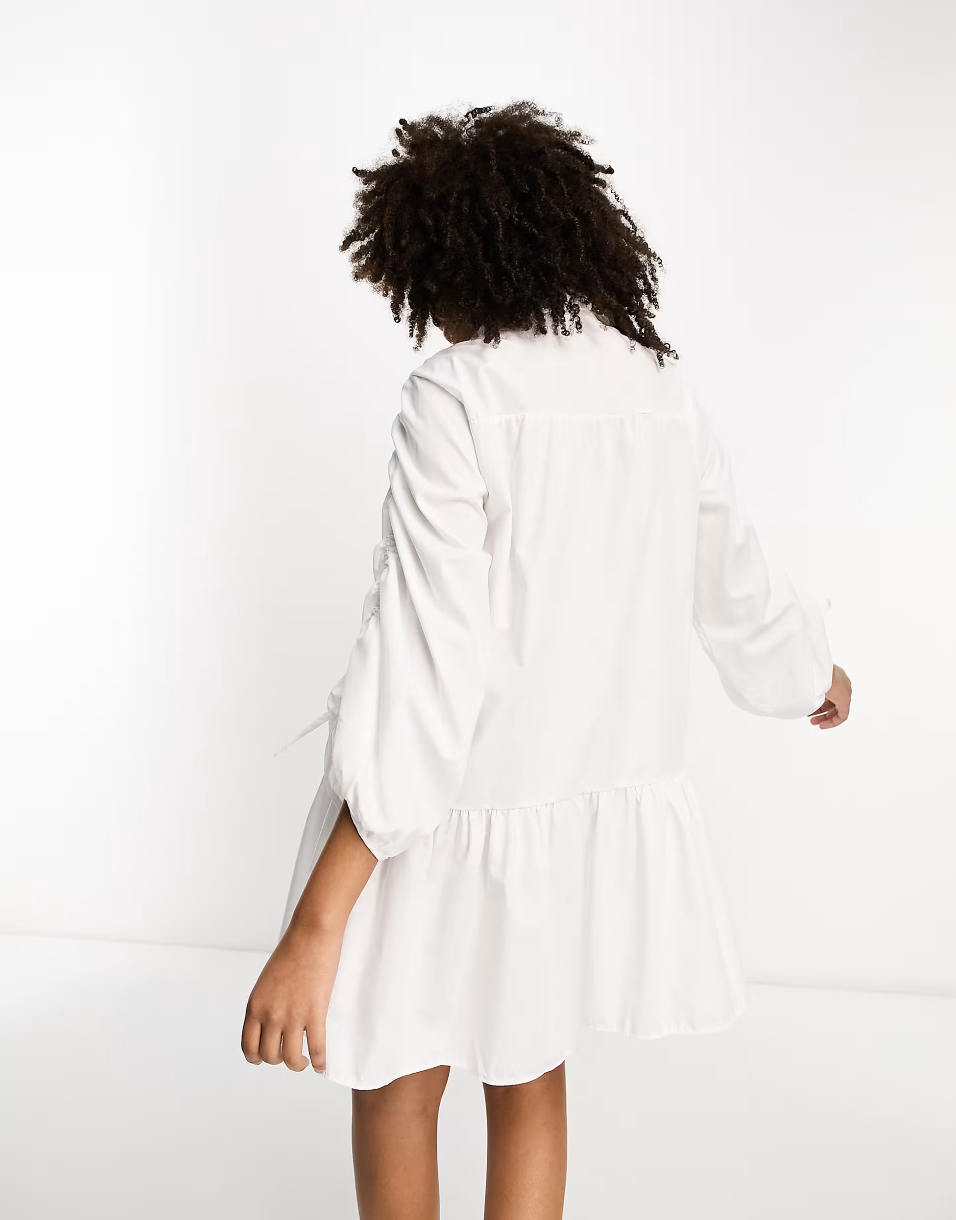 ASOS DESIGN cotton mini smock shirt dress with pep hem in white | ASOS (Global)