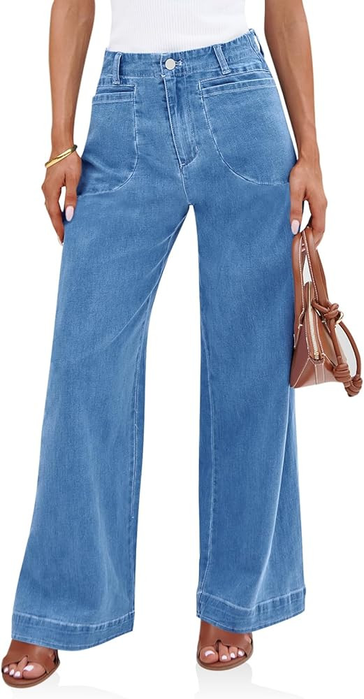 Cicy Bell Womens Wide Leg Jeans High Waisted Stretchy Baggy Loose Denim Casual Pants with Pockets | Amazon (US)