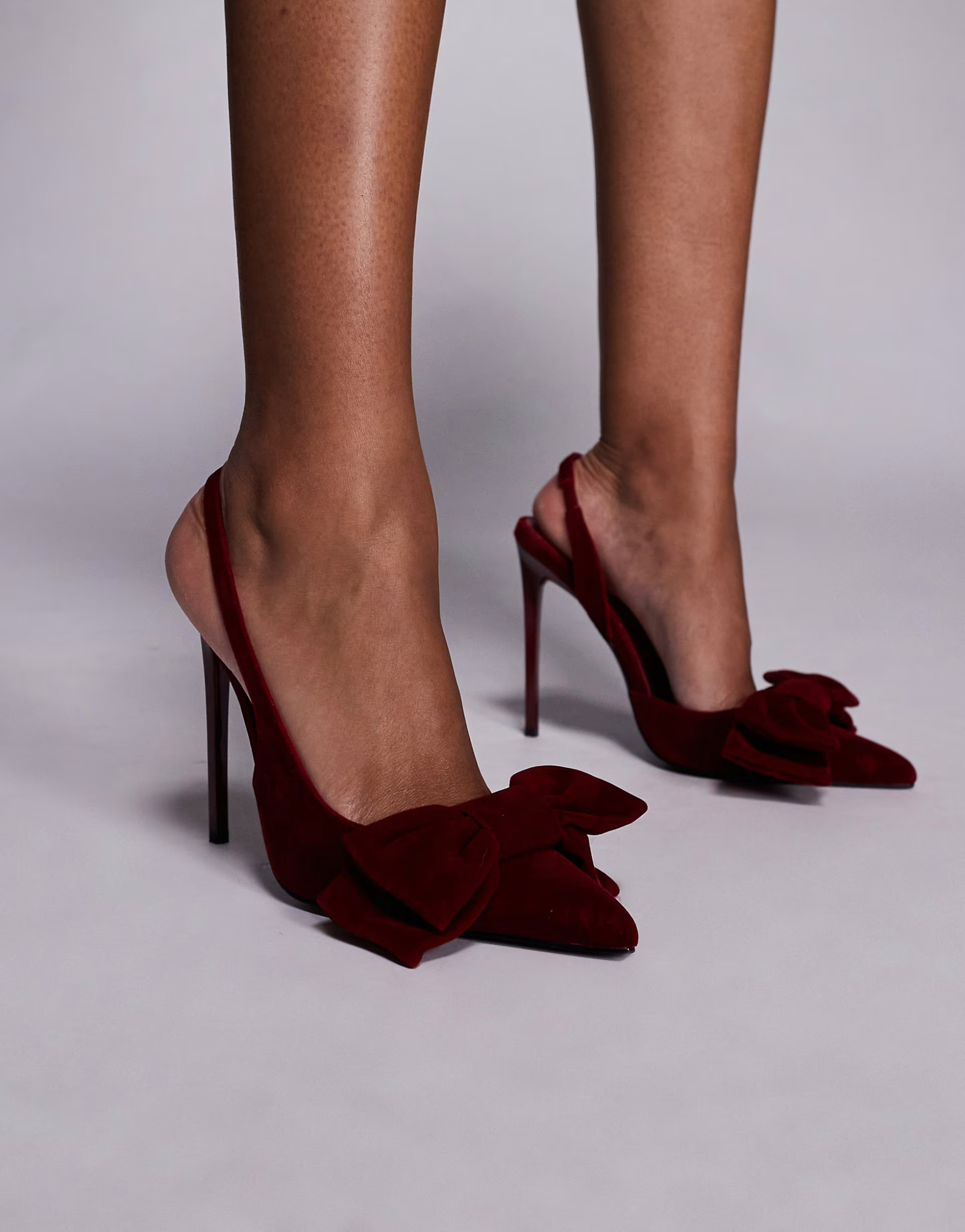 Simmi London Toppaz slingback heeled shoes with bow in red velvet | ASOS | ASOS (Global)