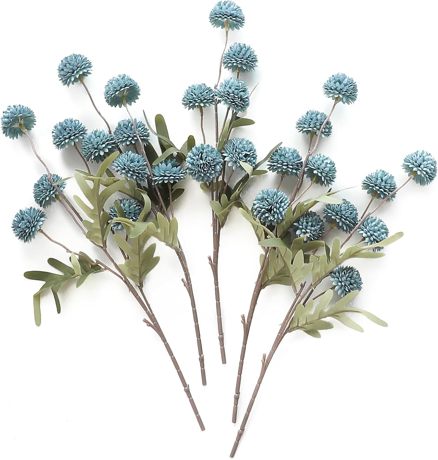 Floroom 5pcs Dusty Blue Faux Silk Mums Artificial Flowers, Bulk Fake Small Mini Chrysanthemums wi... | Amazon (US)