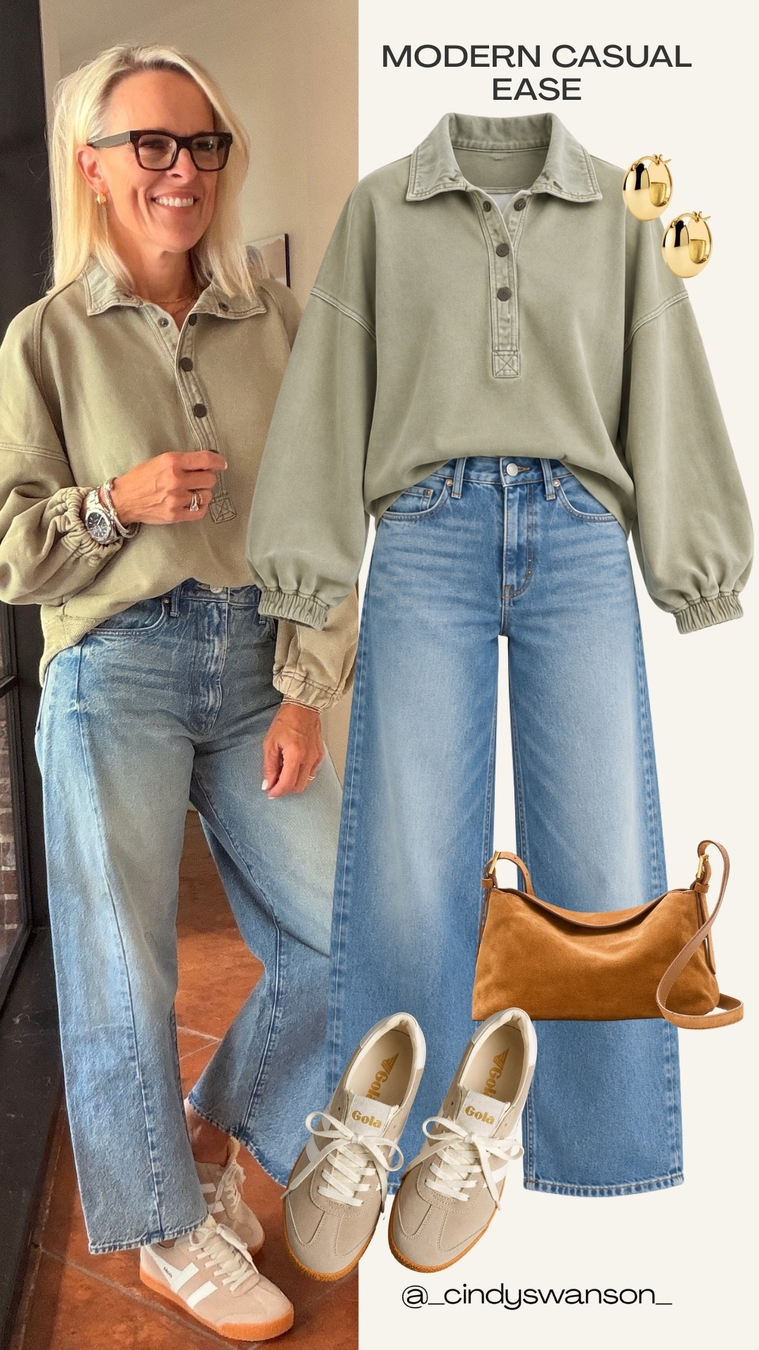 This olive pullover is such an easy way to add a little polish to everyday denim. I love the relaxed feel with light-wash jeans and neutral sneakers—simple, comfortable, and easy to wear for running around town or a casual lunch. 

The pants I’m wearing here is sold out but I linked other pants that can fit well with this.

#LTKOver40 #LTKgrwm #LTKootd