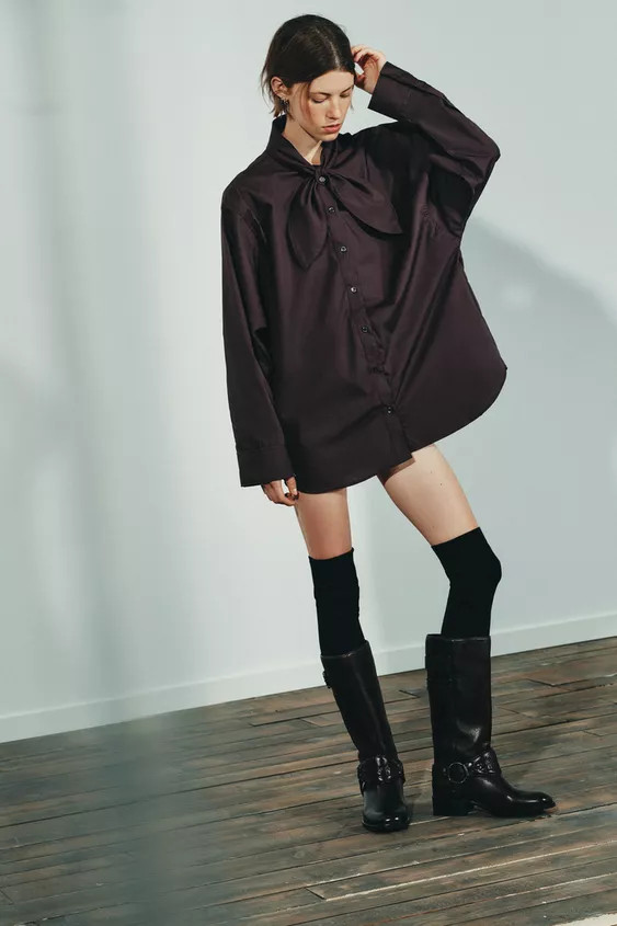 SCARF POPLIN SHIRT | Zara US