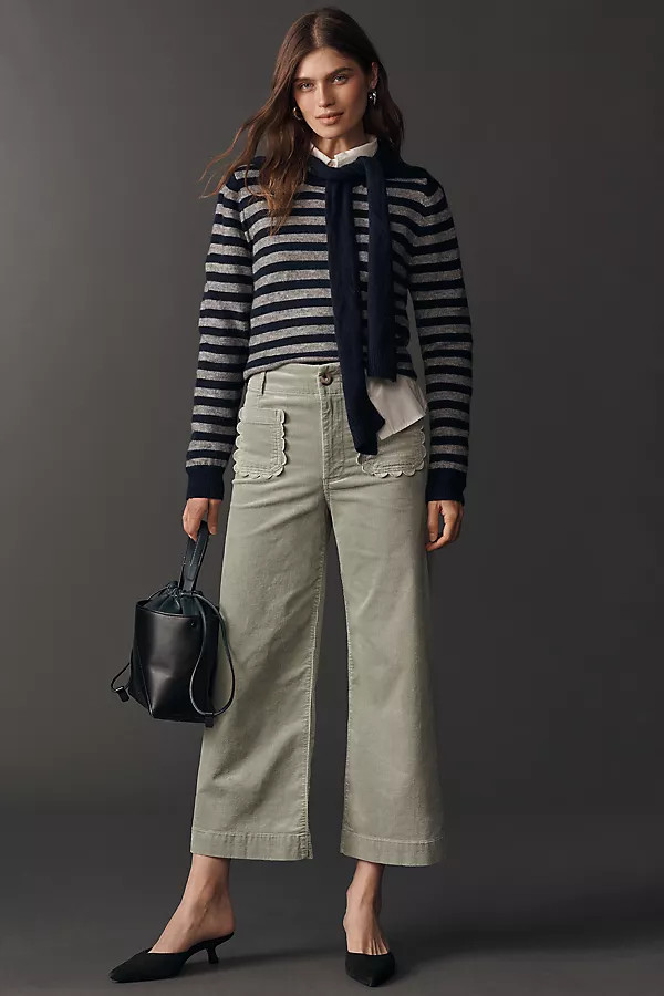 The Colette Scallop Pocket Corduroy Crop Wide-Leg Pants by Maeve | Anthropologie (US)