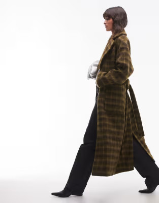 Topshop brushed check formal coat in multi | ASOS (Global)