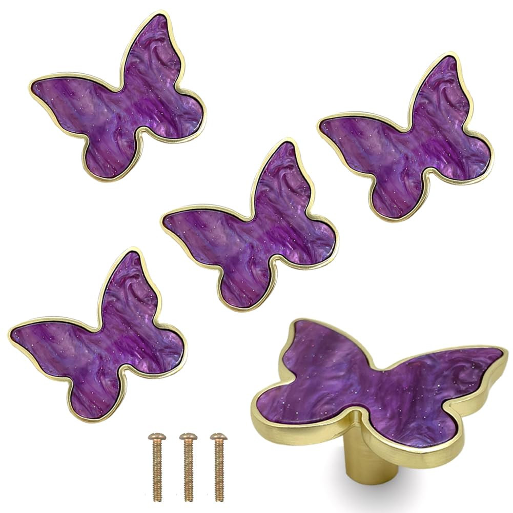 6 pcs Butterfly Shape Knobs Handle Gold Cabinet Knobs Decoration Door Handle Single Hole Handles ... | Amazon (US)