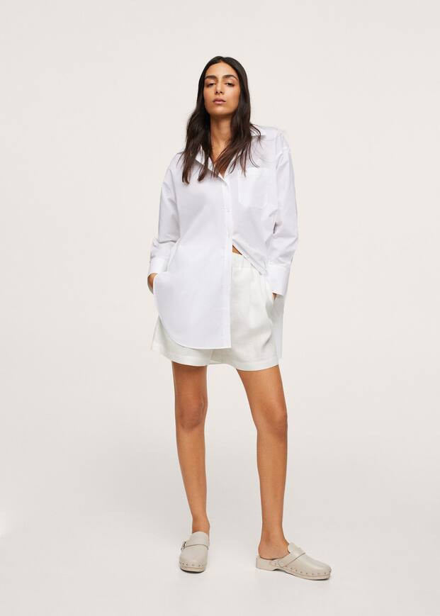 Chest-pocket cotton shirt | MANGO (US)