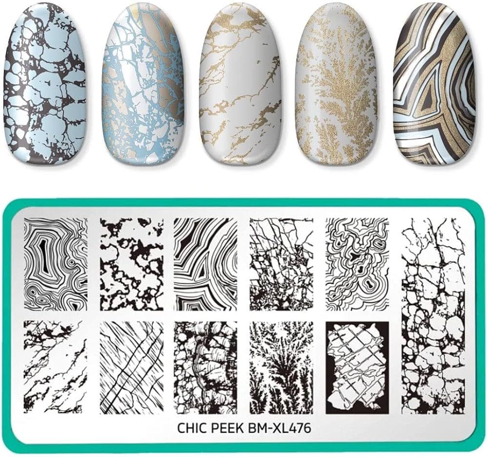 Maniology Heart of Stone (BM-XL476) Nail Stamping Plate, Chic Peek Manicure, Marble Stone Rocks C... | Amazon (US)