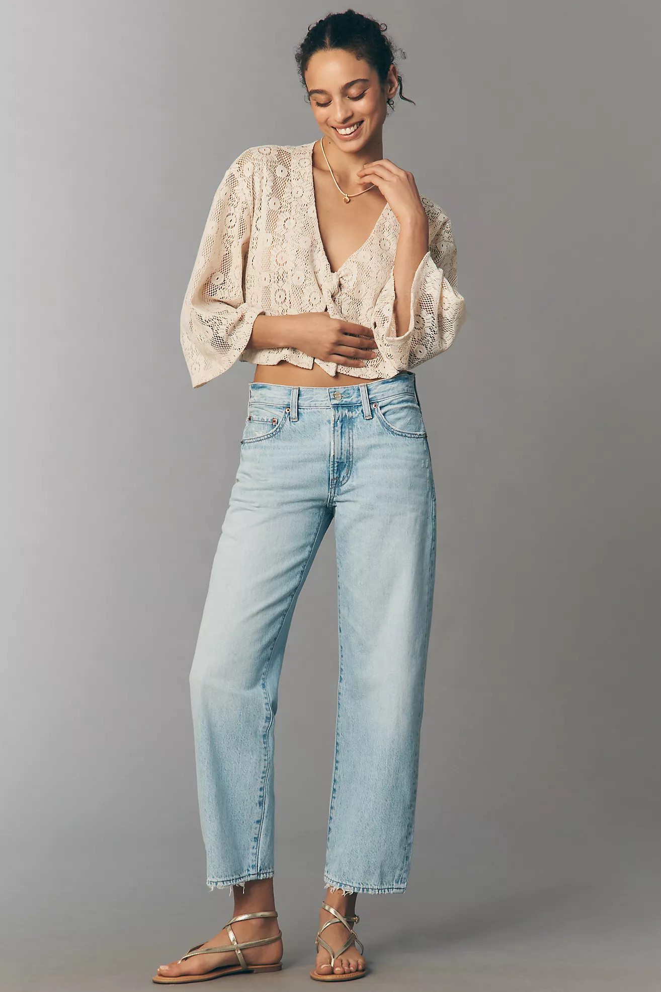 Pistola Lexi Cotton Mid-Rise Straight Jeans | Anthropologie (US)