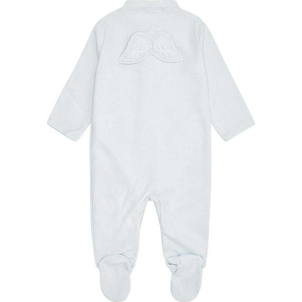 Marie-Chantal | Angel Wing™ Pointelle Sleepsuit | Blue | 6m | Cotton | Infant | Infant & Toddler Clothing | Maisonette | Maisonette