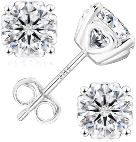 KRKC&CO Moissanite Stud Earrings, Hypoallergenic Heart Earrings for Women, 925 Sterling Silver 14... | Amazon (US)