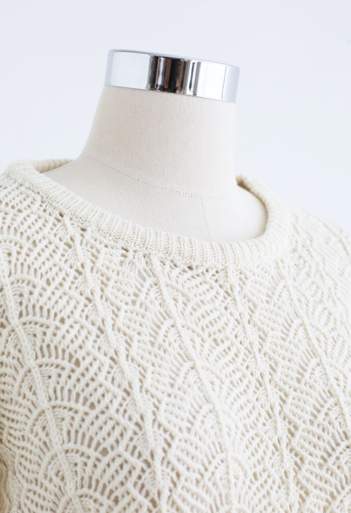 Hollow Scalloped Knit Sweater and Skirt Set | Chicwish