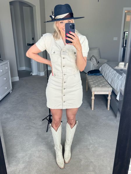 $25 Walmart cream denim dress! I don’t love it as much as I thought I was going to, but I thought I’d share! Wearing a medium 

#LTKFindsUnder50 #LTKFestival #LTKStyleTip