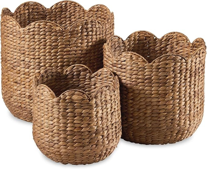 Best Choice Products 3pc Water Hyacinth Scalloped Multipurpose Nesting Baskets, Storage Bin Organ... | Amazon (US)