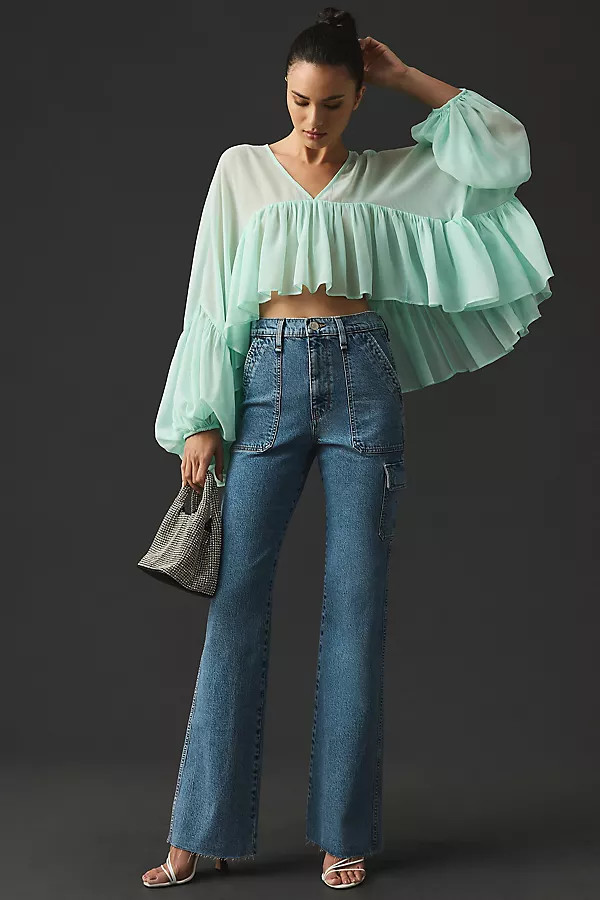Hudson Faye High-Rise Bootcut Utility Jeans | Anthropologie (US)